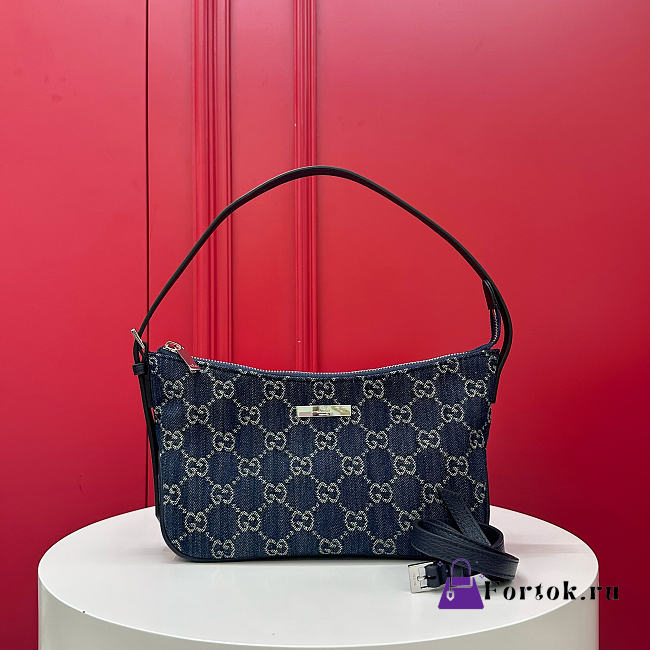 Fortok Gucci Lady Lunetta Small Shoulder Bag Blue GG denim 22 x 14 x 5.5cm - 1