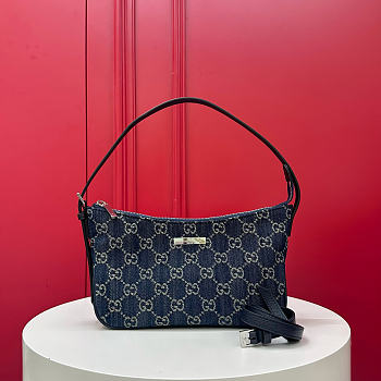 Fortok Gucci Lady Lunetta Small Shoulder Bag Blue GG denim 22 x 14 x 5.5cm