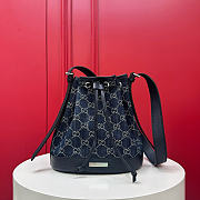 Fortok Gucci Venice Small Bucket Bag Blue GG Denim 21 x 23.5 x 14cm - 1