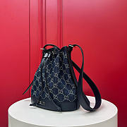 Fortok Gucci Venice Small Bucket Bag Blue GG Denim 21 x 23.5 x 14cm - 3