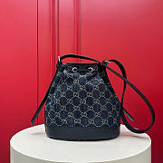 Fortok Gucci Venice Small Bucket Bag Blue GG Denim 21 x 23.5 x 14cm - 2