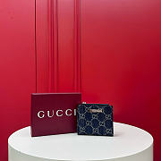 Fortok Gucci Small wallet Dark Blue Washed GG Denim 10 x 8cm - 1