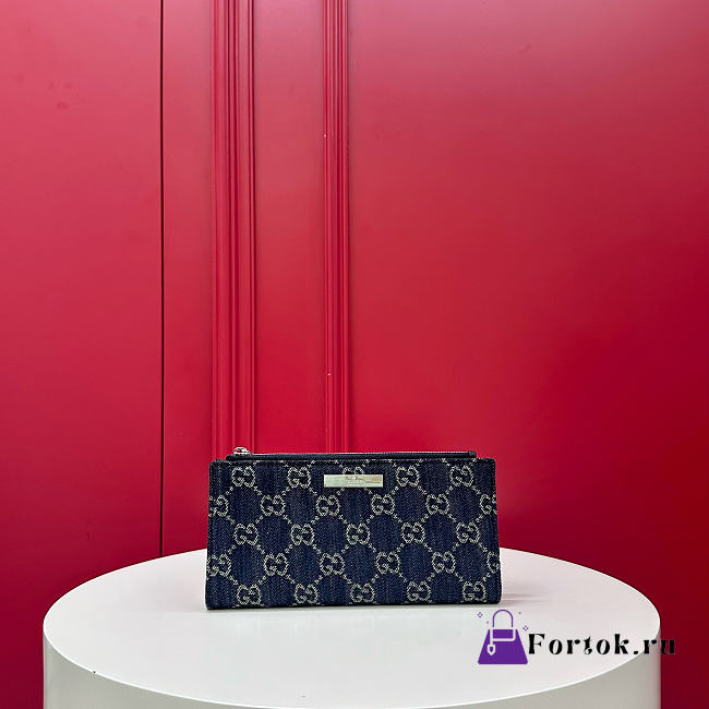 Fortok Gucci Long wallet Dark Blue Washed GG Denim 19 x 10 x 1.5cm - 1