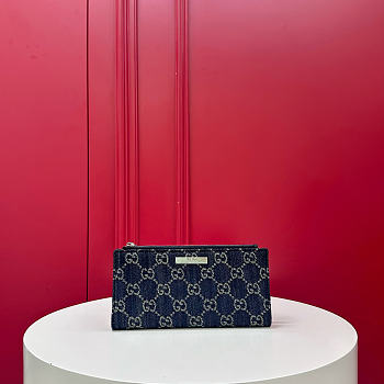 Fortok Gucci Long wallet Dark Blue Washed GG Denim 19 x 10 x 1.5cm