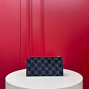 Fortok Gucci Long wallet Dark Blue Washed GG Denim 19 x 10 x 1.5cm - 5