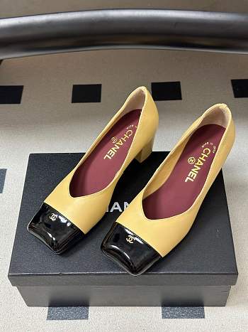 Fortok Chanel 2026ss pumps Square-toed Beige - Black