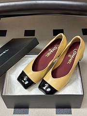 Fortok Chanel 2026ss pumps Square-toed Beige - Black - 2
