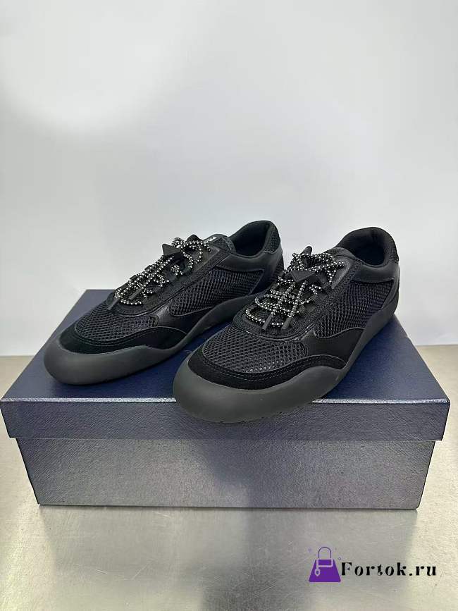 Fortok Prada Speedrock Men Sneakers Black Mesh and Leather - 1