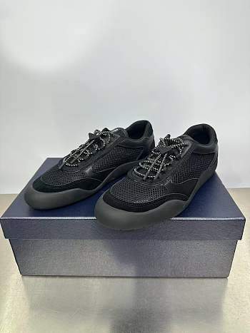 Fortok Prada Speedrock Men Sneakers Black Mesh and Leather