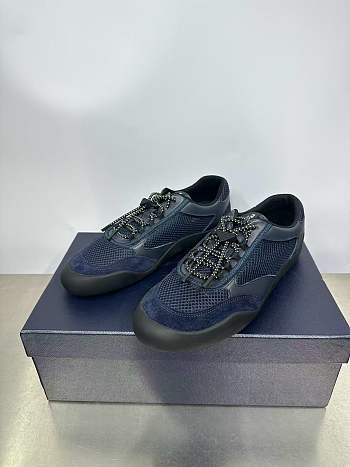Fortok Prada Speedrock Men Sneakers Navy Blue Mesh and Leather