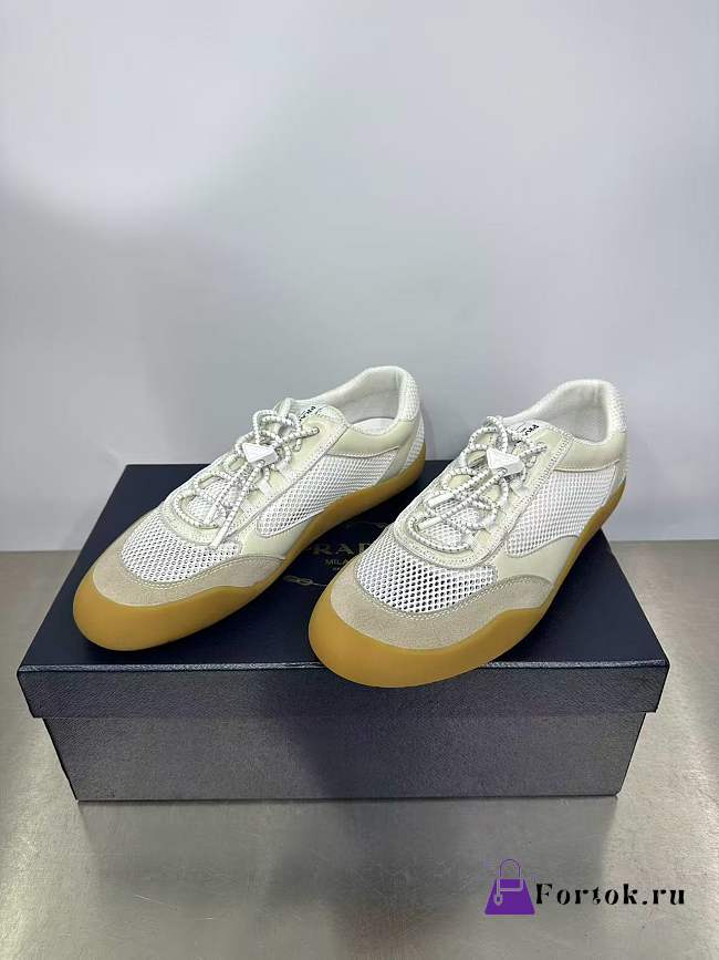 Fortok Prada Speedrock Men Sneakers White Mesh and Leather - 1