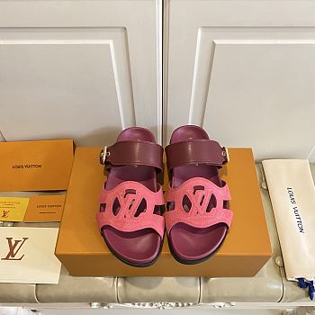 Fortok Louis Vuitton Isola Comfort Sandals Suede Burgundy