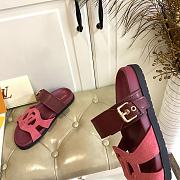 Fortok Louis Vuitton Isola Comfort Sandals Suede Burgundy - 2