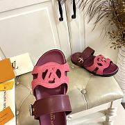 Fortok Louis Vuitton Isola Comfort Sandals Suede Burgundy - 3