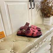 Fortok Louis Vuitton Isola Comfort Sandals Suede Burgundy - 5