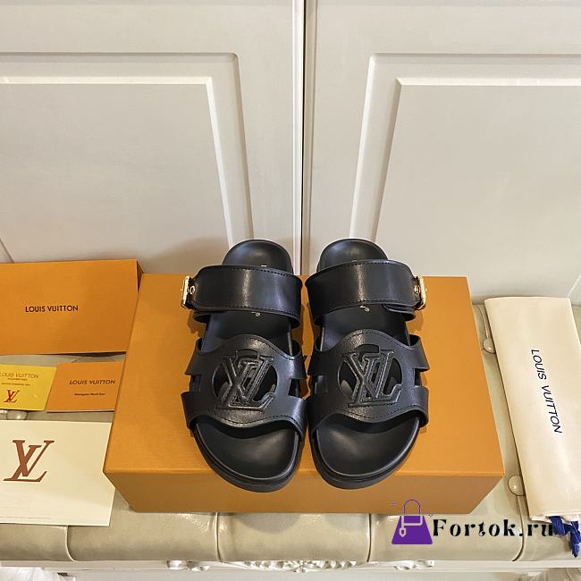 Fortok Louis Vuitton Isola Comfort Sandals Black Leather - 1