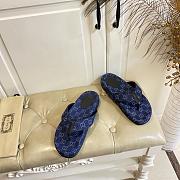 Fortok Gucci Vittoria GG canvas thong sandals Navy Blue 02 - 4