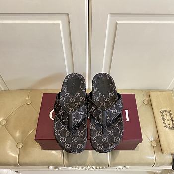 Fortok Gucci Vittoria GG canvas thong sandals Black 02