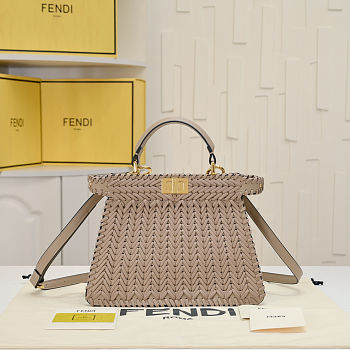 Fortok Fendi Peekaboo IseeU Interlace Bag Medium Brown 27×11×20cm