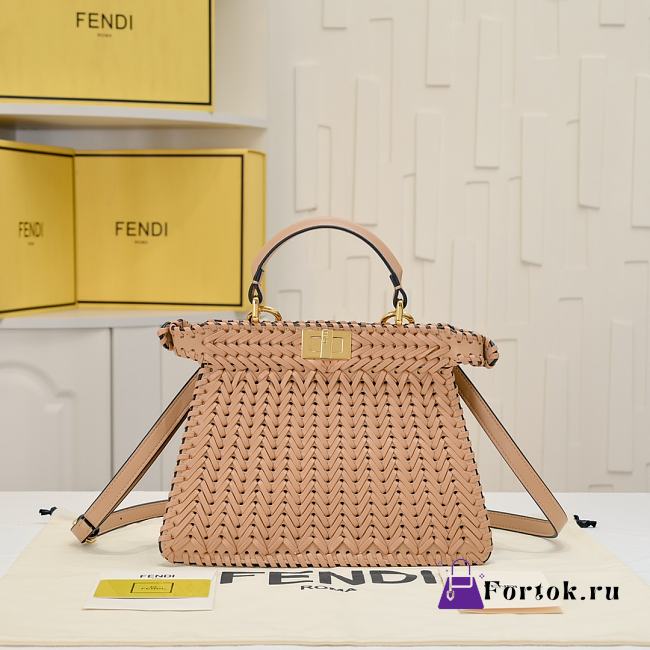 Fortok Fendi Peekaboo IseeU Interlace Bag Medium Beige 27×11×20cm - 1
