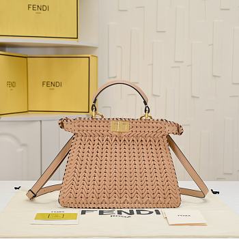 Fortok Fendi Peekaboo IseeU Interlace Bag Medium Beige 27×11×20cm