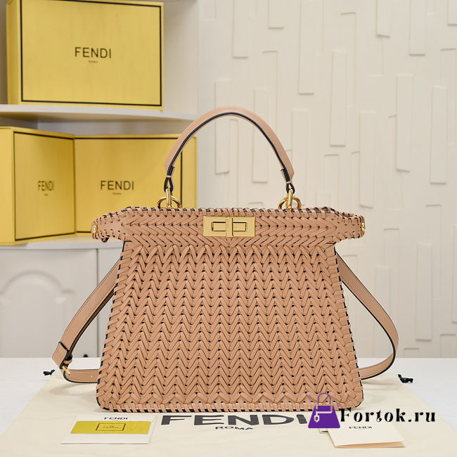 Fortok Fendi Peekaboo IseeU Interlace Bag Beige 33x12x25cm - 1