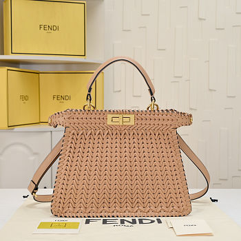 Fortok Fendi Peekaboo IseeU Interlace Bag Beige 33x12x25cm