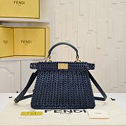 Fortok Fendi Peekaboo IseeU Interlace Bag Medium Navy Blue 27×11×20cm - 1