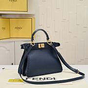 Fortok Fendi Peekaboo IseeU Interlace Bag Medium Navy Blue 27×11×20cm - 3