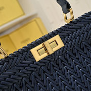 Fortok Fendi Peekaboo IseeU Interlace Bag Navy Blue 33x12x25cm - 5