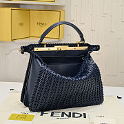 Fortok Fendi Peekaboo IseeU Interlace Bag Navy Blue 33x12x25cm - 4