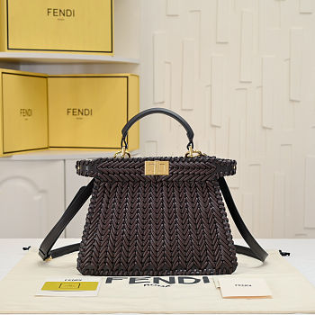 Fortok Fendi Peekaboo IseeU Interlace Bag Medium Black/Brown 27×11×20cm