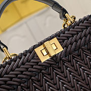 Fortok Fendi Peekaboo IseeU Interlace Bag Medium Black/Brown 27×11×20cm - 4