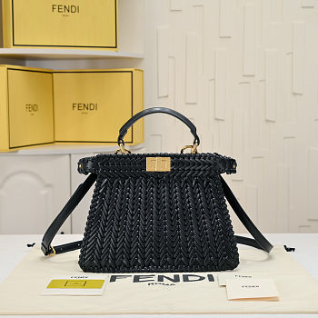 Fortok Fendi Peekaboo IseeU Interlace Bag Medium Black 27×11×20cm