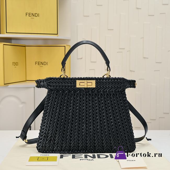 Fortok Fendi Peekaboo IseeU Interlace Bag Black 33x12x25cm - 1