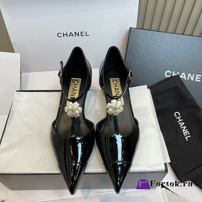 Fortok Chanel Pointed-toe Mary Jane Pumps Camellia Flower 3.5cm - 1