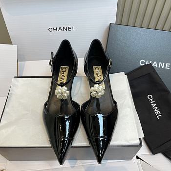 Fortok Chanel Pointed-toe Mary Jane Pumps Camellia Flower 3.5cm