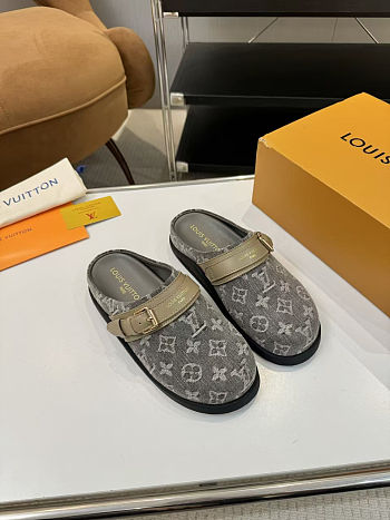 Fortok Louis Vuitton LV Easy Mules Grey Monogram Denim