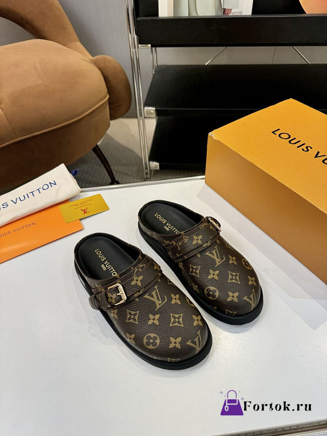 Fortok Louis Vuitton LV Easy Mules Brown Monogram - 1