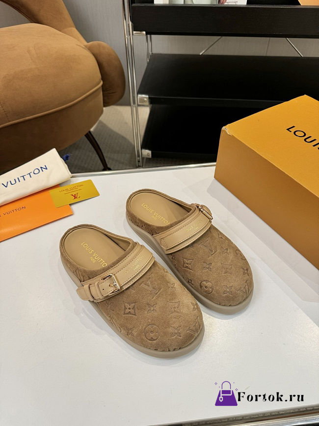 Fortok Louis Vuitton LV Easy Mules Brown Monogram Suede - 1