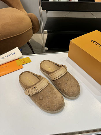 Fortok Louis Vuitton LV Easy Mules Brown Monogram Suede