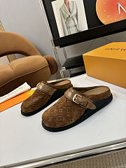 Fortok Louis Vuitton LV Easy Mules Chocolate Brown Monogram Suede - 6