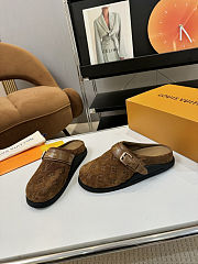 Fortok Louis Vuitton LV Easy Mules Chocolate Brown Monogram Suede - 5