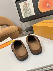 Fortok Louis Vuitton LV Easy Mules Chocolate Brown Monogram Suede - 3