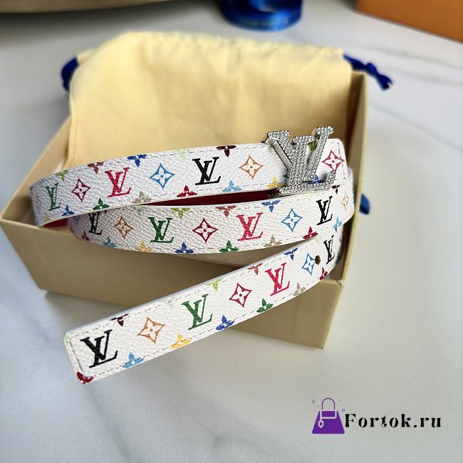 Fortok Louis Vuitton x Takashi Murakami Monogram Multicolor Belt Silver Stones - 1