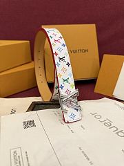 Fortok Louis Vuitton x Takashi Murakami Monogram Multicolor Belt Silver LV Logo - 5