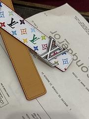 Fortok Louis Vuitton x Takashi Murakami Monogram Multicolor Belt Silver LV Logo - 4