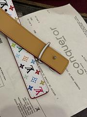 Fortok Louis Vuitton x Takashi Murakami Monogram Multicolor Belt Silver LV Logo - 3