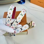 Fortok Louis Vuitton x Takashi Murakami Monogram Multicolor Belt Gold LV Logo - 6