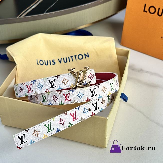 Fortok Louis Vuitton x Takashi Murakami Monogram Multicolor Belt Gold LV Logo - 1